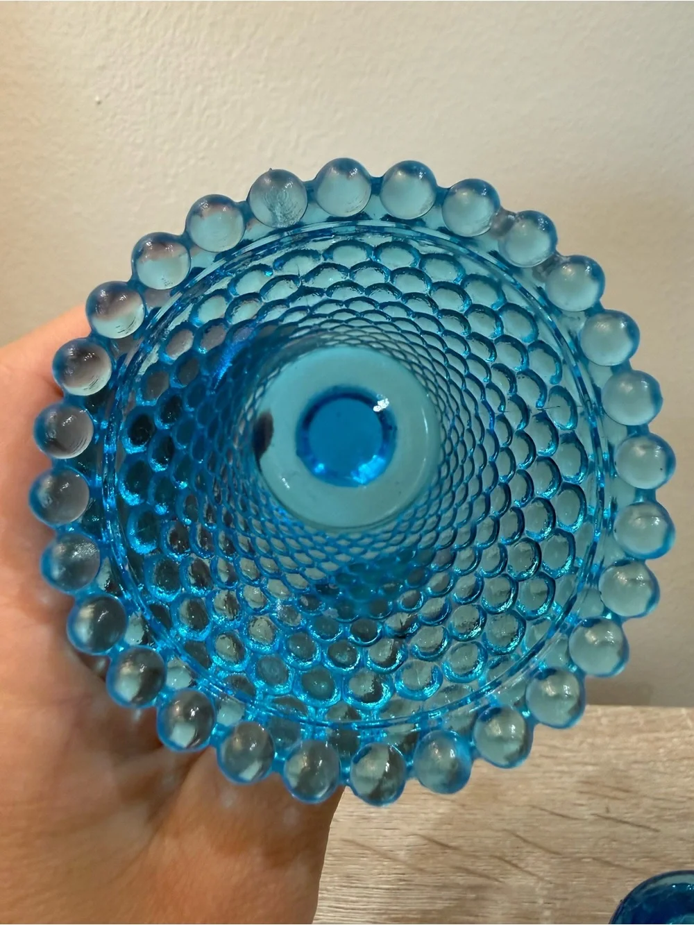 Pair Vtg HOMCO Aqua Blue votive